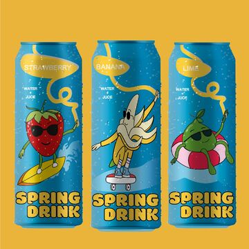 Отрисовка иллюстраций для газированных напитков Spring Drink