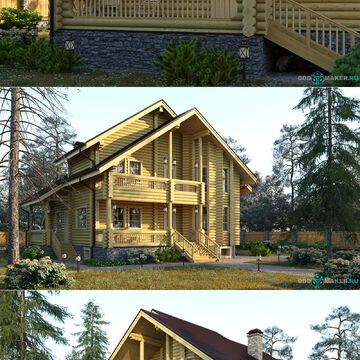 Дом из бревна, 3d-моделирование и визуализация