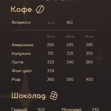 Меню для кофейни