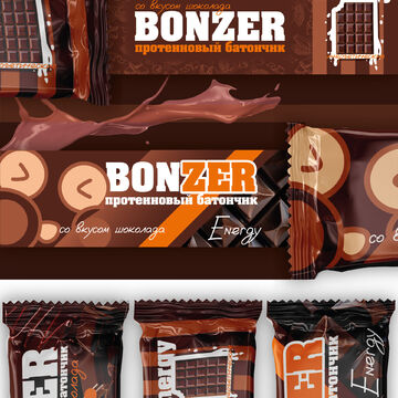 Разработка дизайна упаковки батончика "BonZer" для конкурса