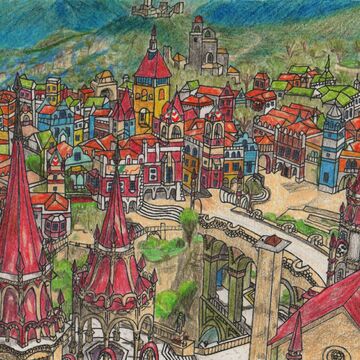 Картина написанная от руки, срисовка &ndash; город - Боклер
