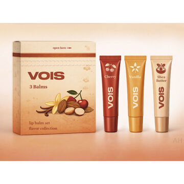 Концепт дизайна упаковки набора бальзамов для губ VOIS