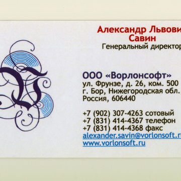 Визитная карточка (официально-деловой стиль, русский)
