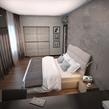 3d визуализация спальни в современном стиле