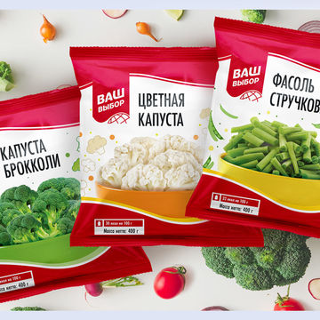 Дизайн упаковки линейки замороженных овощей ТМ &quot;Ваш выбор&quot;