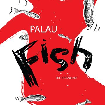 Дизайн плаката для рыбного ресторана PALAU FISH