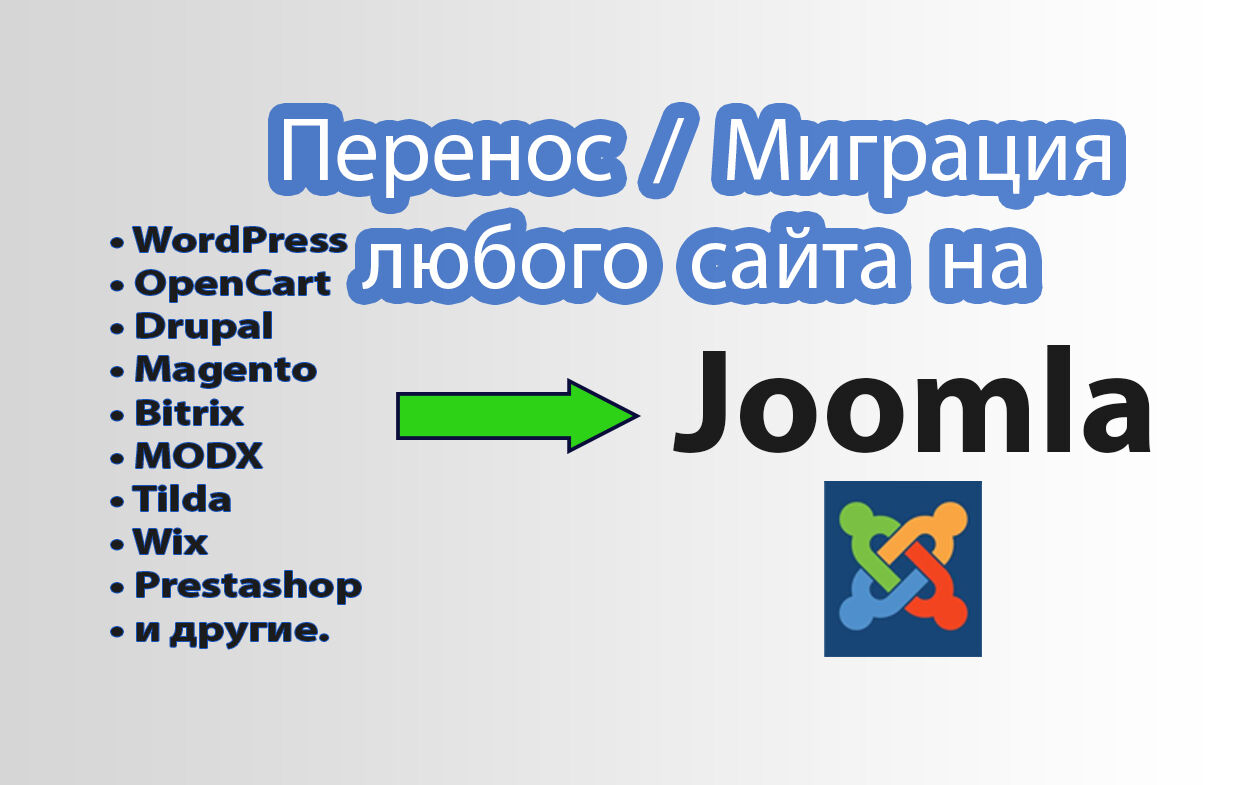 Перенос / миграция сайтов с популярных CMS на Joomla под ключ за 5 600 руб.